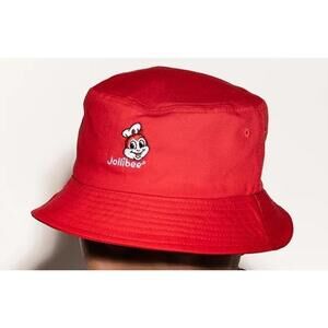 Red Jollibee Bucket Hat Filipino Fried Chicken Embroidered Logo NEW